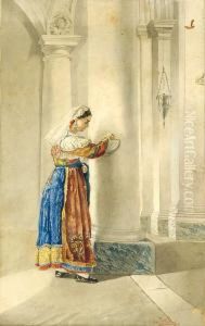 Figura Femminile In Interno Di Chiesa Figura Femminile In Interno Di Chiesa