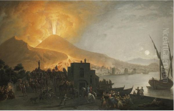 The Eruption Of Vesuvius Of 1767, Seen From The Ponte Della Maddalena, Naples - view 1