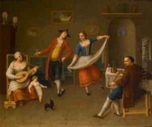 An Interior With Figures Dancing, Drinking Andsmoking
