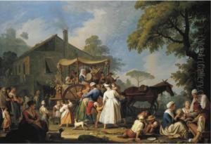 Villagers Preparing To Depart For The Festival Of The Madonna Dell'arco by Pietro Fabris