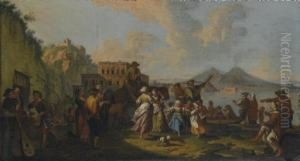 Tarantella A Palazzo Donn'anna Sullo Sfondo Del Vesuvio