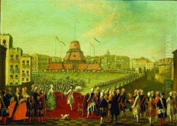 Fete At Naples On The Occasion 
Of The Marriage Of The King To Thearch Duchess Maria Carolina Of Austria
 In 1768 - view 1