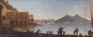 Bay Of Naples With Children Dancing The Tarantella Bay Of Naples With Children Dancing The Tarantella