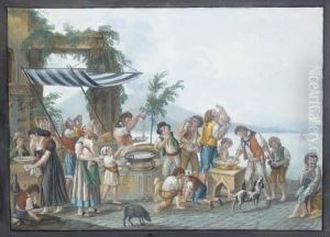 Les Mangeurs De Spaghettis Sur La Baie De Naples, Le Vesuve Au Fond Les Mangeurs De Spaghettis Sur La Baie De Naples, Le Vesuve Au Fond