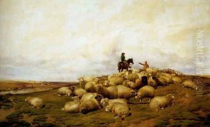 A Shepherd With His Flock by Thomas Sidney Cooper