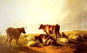 Cattle And Sheep In A Landscape by Thomas Sidney Cooper