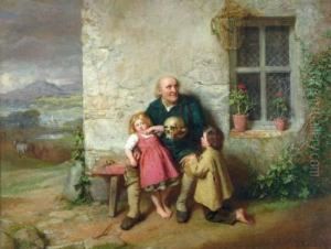 Grandfather Describing The Battle Of Blenheim To His Grandchildren by John Faed