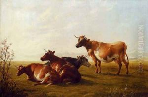 Cows In A Meadow by Thomas Sidney Cooper