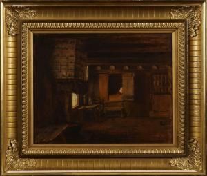 Interior Med Eldstad by Ferdinand Fagerlin