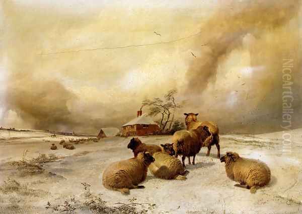 Sheep In A Winter Landscape - view 1