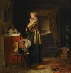 Flicka Framfor Spegeln - Interior by Ferdinand Fagerlin