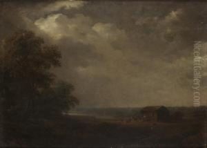 Landskap Med Hus Och Boskap by Carl Johan Fahlcrantz