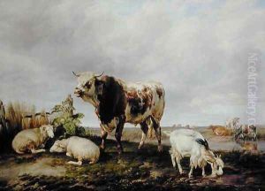 Landscape with Sheep and Goats, 1852 by Thomas Sidney Cooper