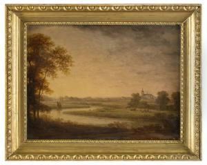 Pastoralt Landskap Med Kyrkobyggnad I Fonden by Carl Johan Fahlcrantz