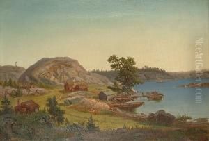 Landscape With Figures Beside A Fjord.