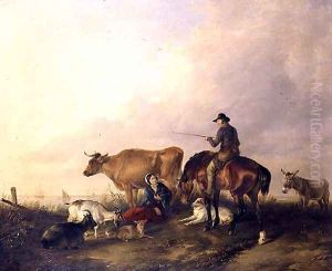 Coastal Landscape with Figures and Animals by Thomas Sidney Cooper