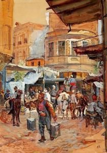 Scene De Marche Ottoman by Carl Fahringer