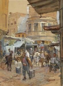 Orientalische
 Strasenszene. by Carl Fahringer