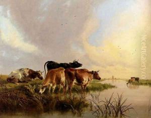 Cattle Watering by Thomas Sidney Cooper