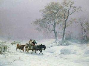 The wintry road to market by Thomas Sidney Cooper