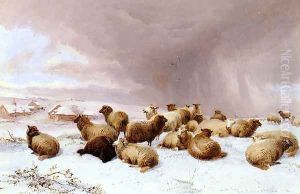 Sheep In Winter by Thomas Sidney Cooper