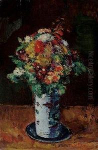'blumenstraus In Walzenkrug Auf Teller"""" by Anton Faistauer