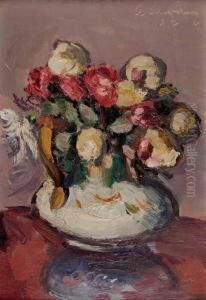 Blumenstraus In Vase by Anton Faistauer