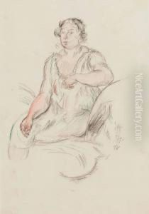 "sitzende Frau Nach Rechts Gewandt" by Anton Faistauer