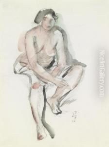 Female Nudesitting by Anton Faistauer