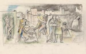Studienblatt Wohl Fur Das Festspielhaus In Salzburg by Anton Faistauer