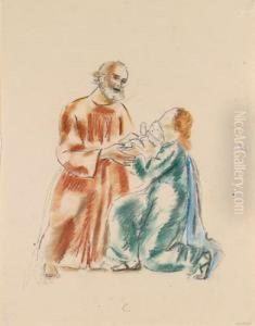 Scena Nel Tempio Con L""""anziano Simeone by Anton Faistauer