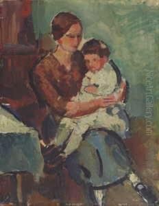 Mutter Mit Kind Auf Dem Schos (des Kunstlers Erste Gattin Mit Sohn Peter) by Anton Faistauer