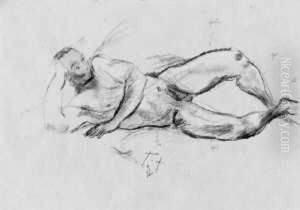 Liegender Mannlicher Akt by Anton Faistauer