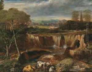 Veduta Di Tivoli Con Le Cascate Dell""""""""aniene