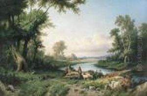 Paesaggio Con Pastorella by Giuseppe Falchetti