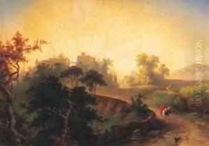 Viandanti Nel Paesaggio by Giuseppe Falchetti