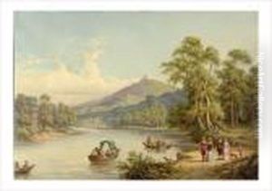 Promenade Au Bord Du Lac by Giuseppe Falchetti
