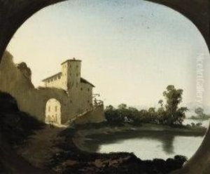 Paese Sul Lago 1861 by Giuseppe Falchetti