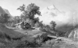 paesaggio Montano Con Figure by Giuseppe Falchetti