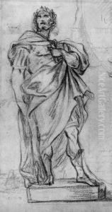 A Project For The Statue Of A Roman Ruler Crowned With Laurel