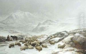 Drovers collecting their flocks under the fells, East Cumberland