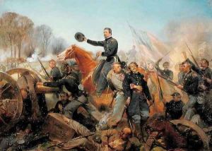 Battle of the Wilderness, Attack at Spotsylvania Court House, Virginia, 1865 by Alonzo Chappel