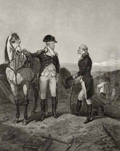 First meeting of George Washington and Alexander Hamilton, from 'Life and Times of Washington', Volume I, 1857 by Alonzo Chappel