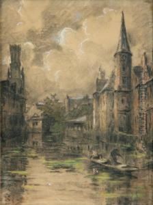 Stadtansicht Mit Kanal Und Booten by Constant Famin