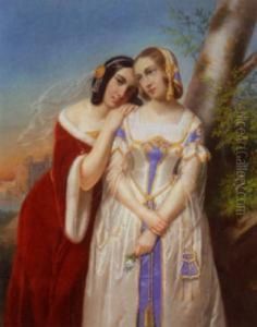 Noblewomen With A Castle In The Background Noblewomen With A Castle In The Background