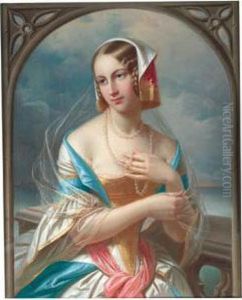 Portrait Of A Young Lady In 18th Century Costume