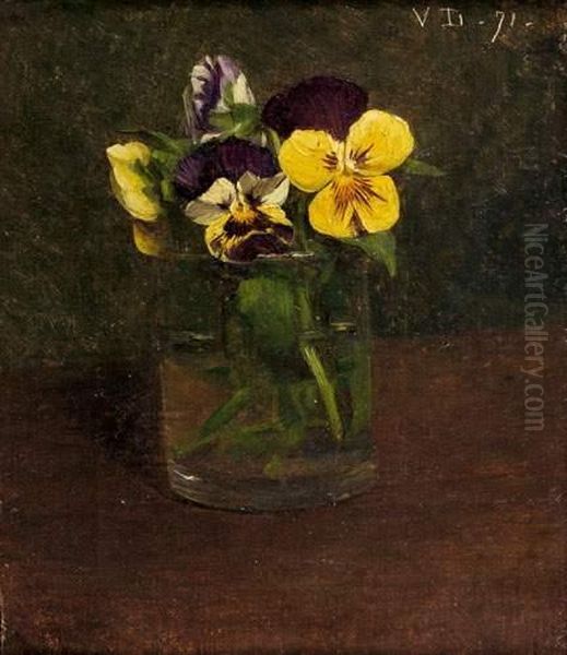 Nsees Jaunes Et Violettes Dans Un Verre - view 1