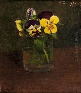 Nsees Jaunes Et Violettes Dans Un Verre by Victoria Dubourg