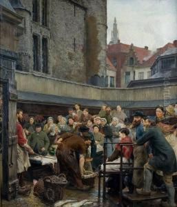Deoude Vismarkt Te Antwerpen by Edgard Farasyn