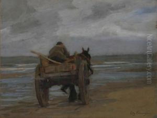 Garnaalvissers Met Paard En Kar Op Het Strand - view 1